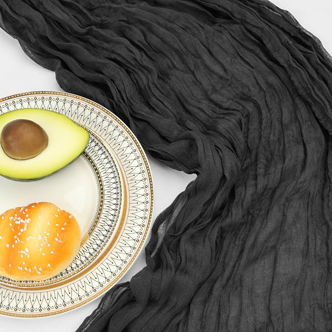 12 Pack 10Ft Black Cheesecloth Table Runner 23 x 120 Inch | Gauze Rustic Boho - Image 5