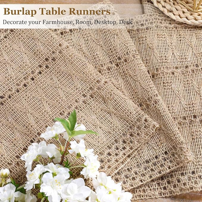 Burlap Boho Table Runner for Summer Home Decor 90 Inches Long, Easter Rustic - Image 2