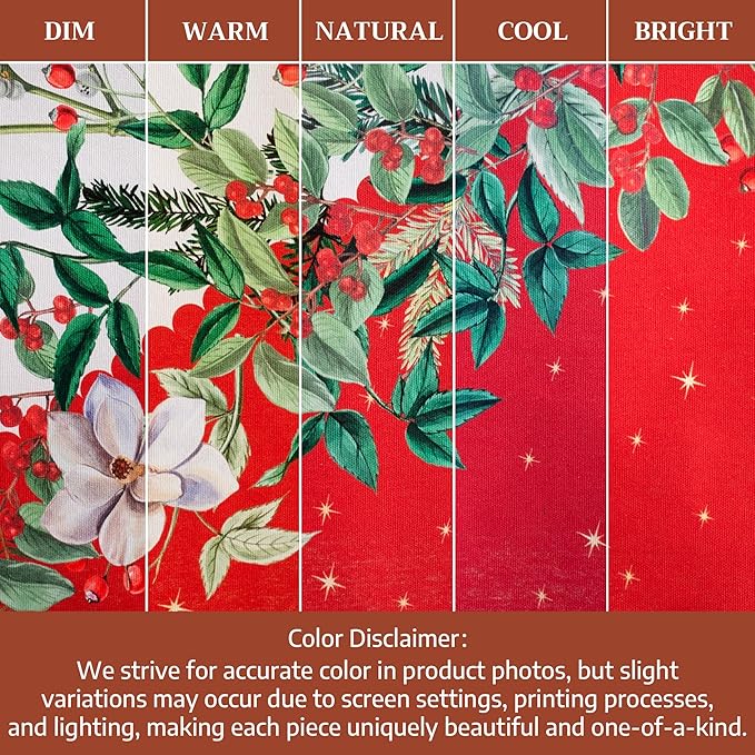 Maison d' Hermine Table Cloth Square Table 100% Cotton 60 x 60 Inches Fall Tablecloth Reusable Everyday Use for Thanksgiving Christmas Decorations Dining Farmhouse Party (Noel)