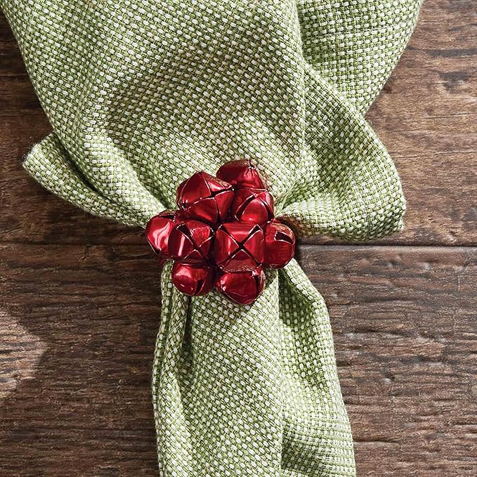 Park Designs Jingle Bell Red Cluster Napkin Ring Set of 4 | 3" x 2" Metal Napkin Holders | Festive Red Jingle Bells for Christmas & Holiday Table Decor | Reusable Dining Accessory for Cloth Napkins