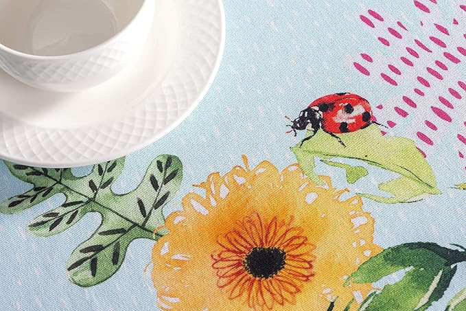 Maison d' Hermine Table Cloth Round Table 100% Cotton 63 Round Inches Tablecloth Reusable Decorative for Dining Room Farmhouse Home Valentines Day Decorations Spring Summer - Jardin D'Ete - Mint