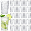 48 Pcs 16 oz Plastic Vintage Drinking Glasses Stemless Ribbed Highball Glasses by Unknown