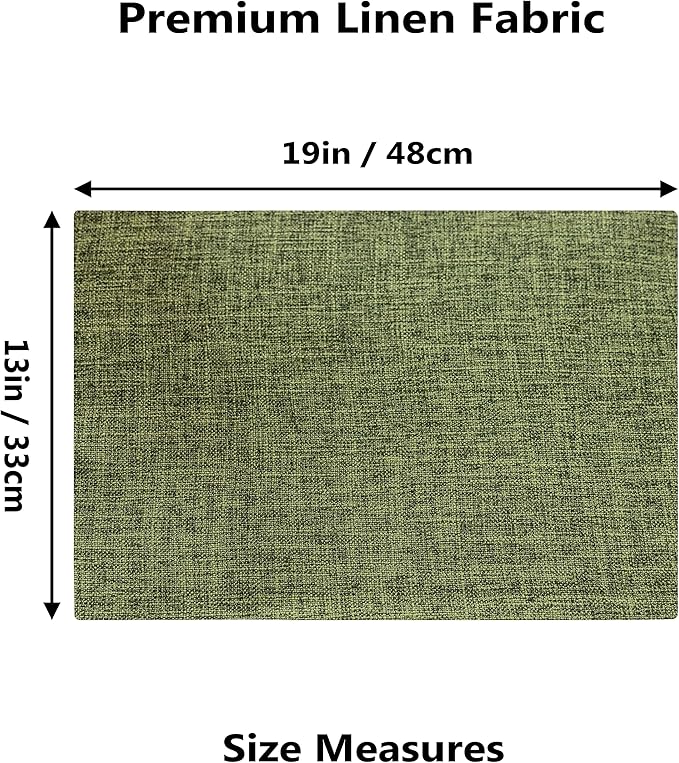 Home Brilliant Linen Cloth Placemats Set of 4 Heat Resistant Dining Table Place Mats Table Mat Kitchen for Wedding Holiday Parties Decor, Green