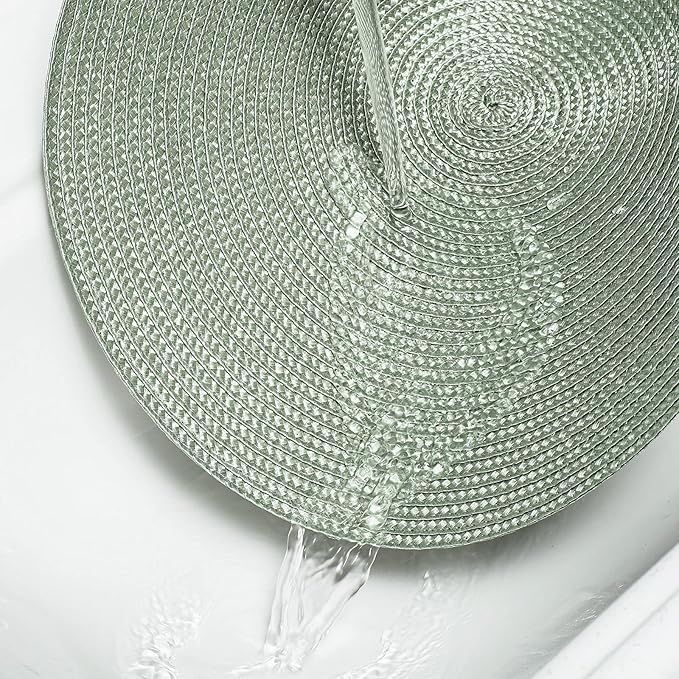 AHHFSMEI Round Braided Placemats 15 Inch Round Table Mats for Dining Tables Natural Woven Heat Resistant Place mats Set of 4 (Sage Green,4)