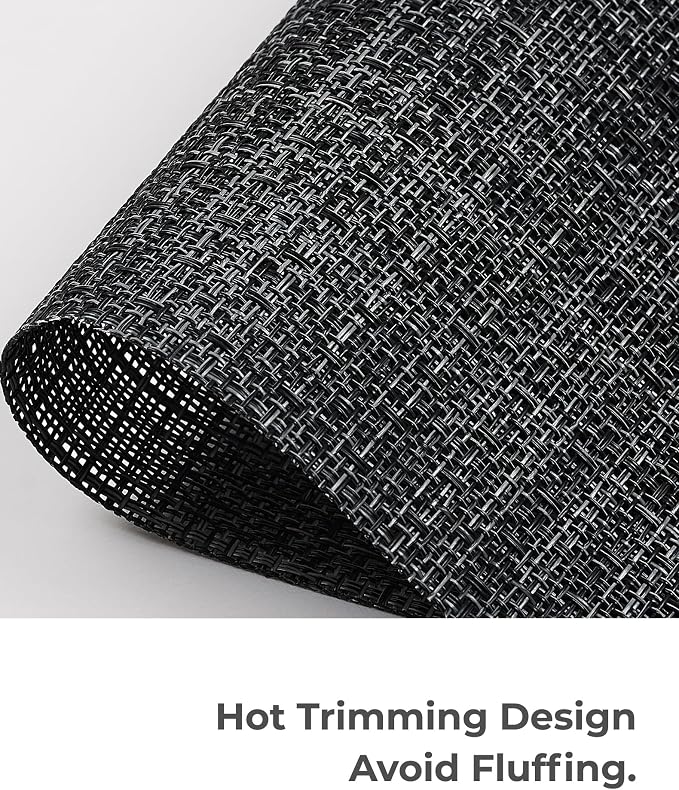 Leetaltree Black and Grey Woven Placemats Set of 12 - Image 5