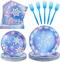100 Pcs Disposable Winter Frozen Tableware Set by Unknown