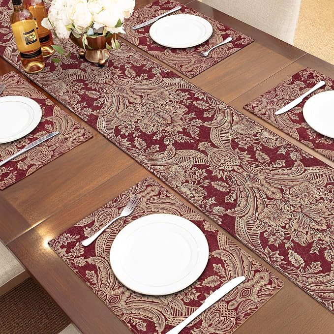 Loom and Mill Luxury Table Runner 90 Inches Long, Classic Jacquard Dining Table - Image 3