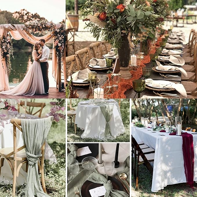 12 Pack Rose Gold Cheesecloth Table Runner 10ft Boho Gauze Cheese Cloth Table - Image 6