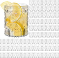 Qinyoung 100 Plastic Vintage Drinking Glasses 8.5oz Stemless Retro Embossed by Qinyoung