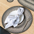 Homespice Flint Hill Jute Woven Round Placemats Set of 6, 15", Warm Primitive Decor, Grey Table Mats - Vibrant Colors, Durable, Easy to Clean and Protects Furniture
