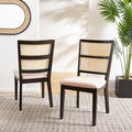 SAFAVIEH Home Collection Toril Coastal Black/White/Natural Dining Chair Set of 2