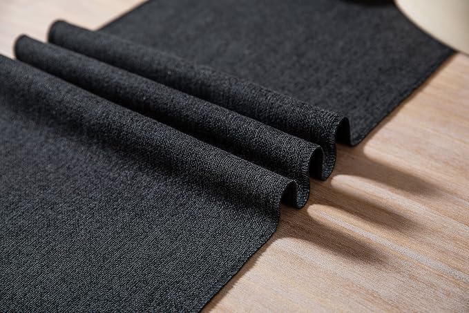 Black Table Runners 72 Inches Long, Burlap Linen Style Rustic Farmhouse Table - Image 5