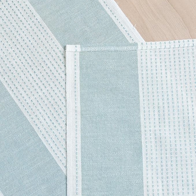 Artoid Mode Ice Blue Farmhouse Rustic Table Runner, Seasonal Macrame Fabric - Image 6