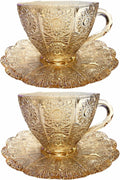 Mazeology Vintage Embossed Sunflower Flower Design Set of Two Amber Pressed by Mazeology