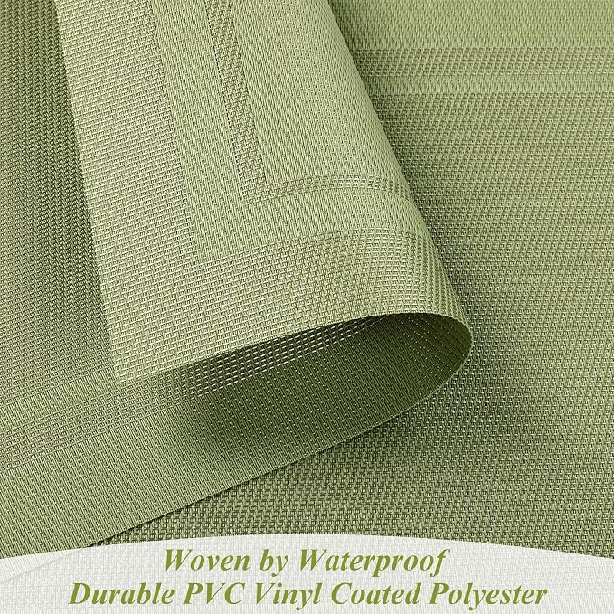 SHACOS Woven Vinyl Placemats Set of 6 Wipe Clean Place Mats - Image 2