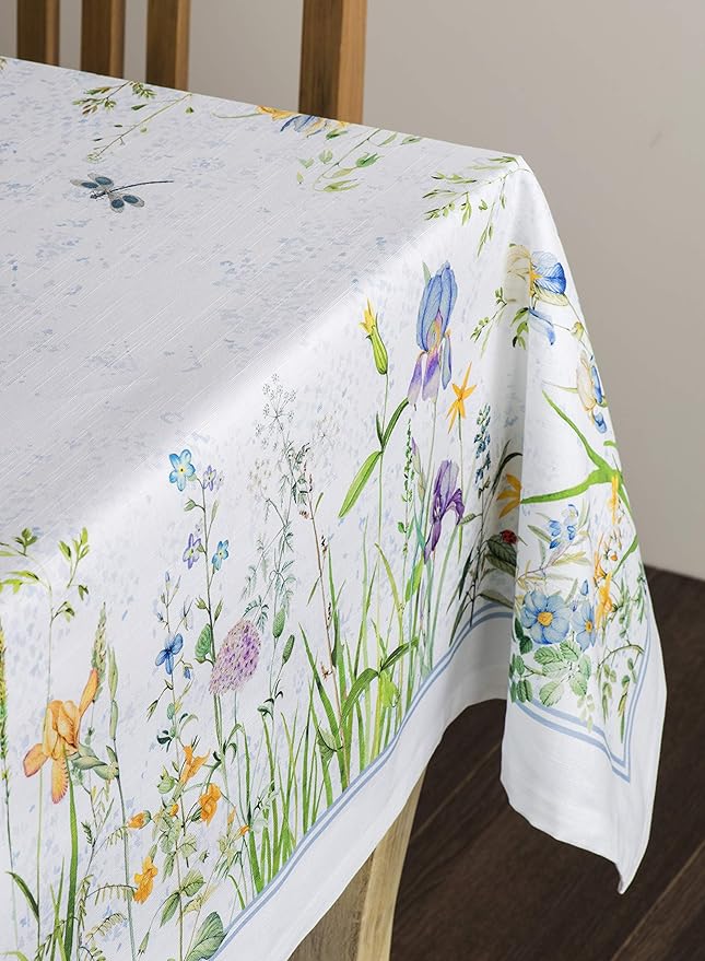 Maison d' Hermine Table Cloth Rectangle Table 100% Cotton 70 x 140 Inches Tablecloth Reusable Decorative for Dining Room Farmhouse Home Valentines Day Decorations Spring Summer - Fleurs De Mai
