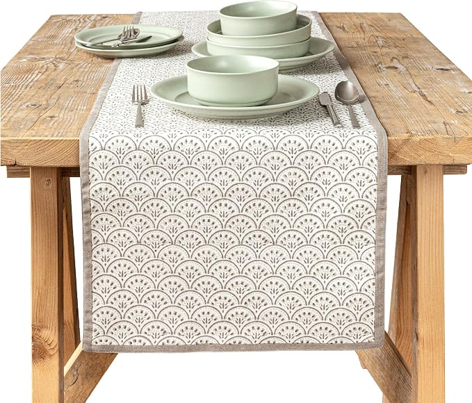 Over&Back 18x90 Hand-Blocked Printed Cotton Table Runner by overback