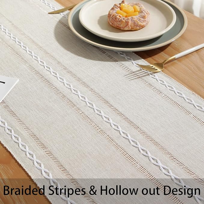 Rustic Boho Table Runner, Farmhouse Table Runners 108 Inches Long - Image 6
