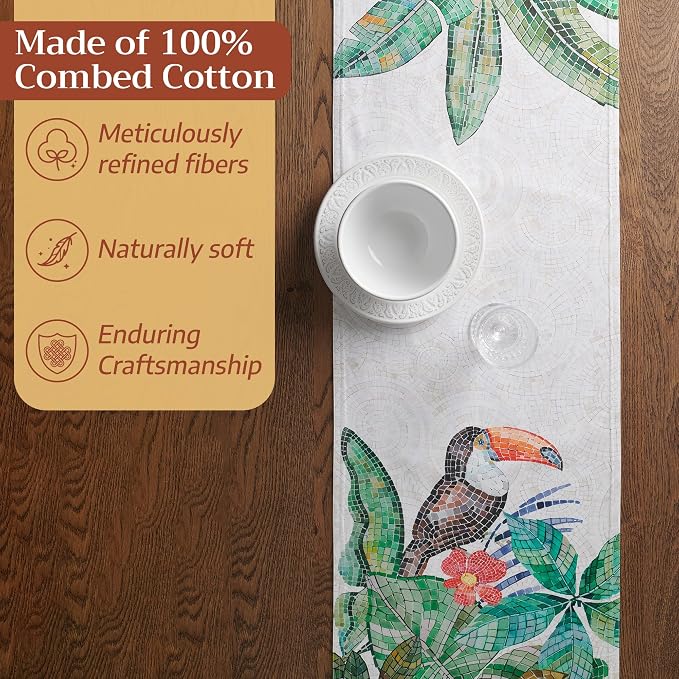 Maison d' Hermine Table Runner 100% Combed Cotton 14.5"x72" | Table Runners 72 - Image 4