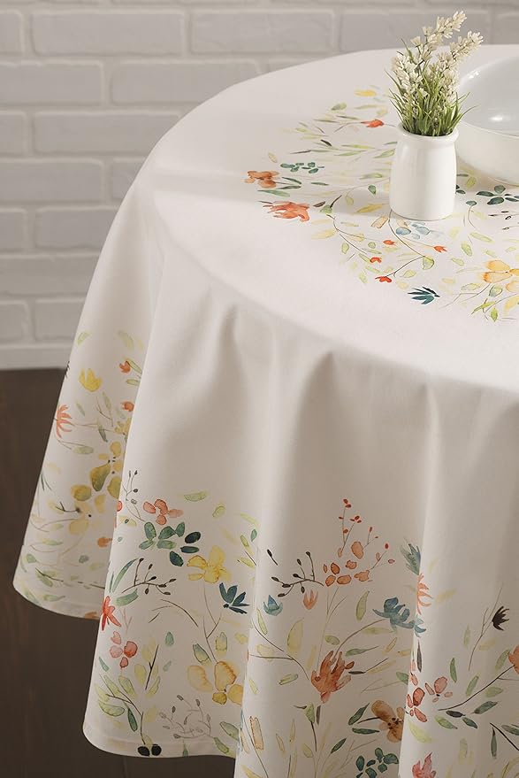 Maison d' Hermine Table Cloth Round Table 100% Cotton 69 Round Inches Tablecloth Reusable Decorative for Dining Room Farmhouse Home Valentines Day Decorations Spring Summer - Colmar