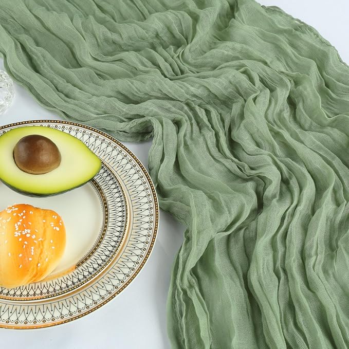 6 Pack 10Ft Sage Green Cheesecloth Table Runner 23 x 120 Inch | Gauze Rustic - Image 5