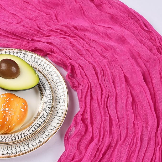 12 Pack 10Ft Hot Pink Cheesecloth Table Runner 23 x 120 Inch | Gauze Rustic - Image 5