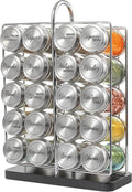 Orii 20 Jar Spice Rack Stainless Steel with Spices Included - Standing Rack Shelf Holder & Countertop Spice Rack Tower Organizer for Kitchen Spices with Spice Refills for 5 Years