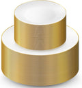 100 Gold Plastic Plates Set, Elegant Fancy Heavy Duty by Munfix
