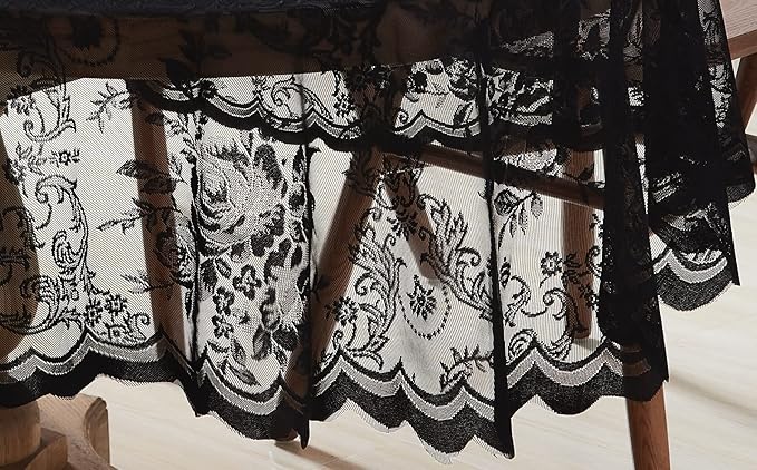 Warm Home Designs 70 Inch Round Tablecloth with English Rose Design. Use as Circle Tablecloth, Rustic Tablecloth or as Elegant Lace Table Cloth. Black Table Clothes for 4-6 Guests. LTC Black 70"