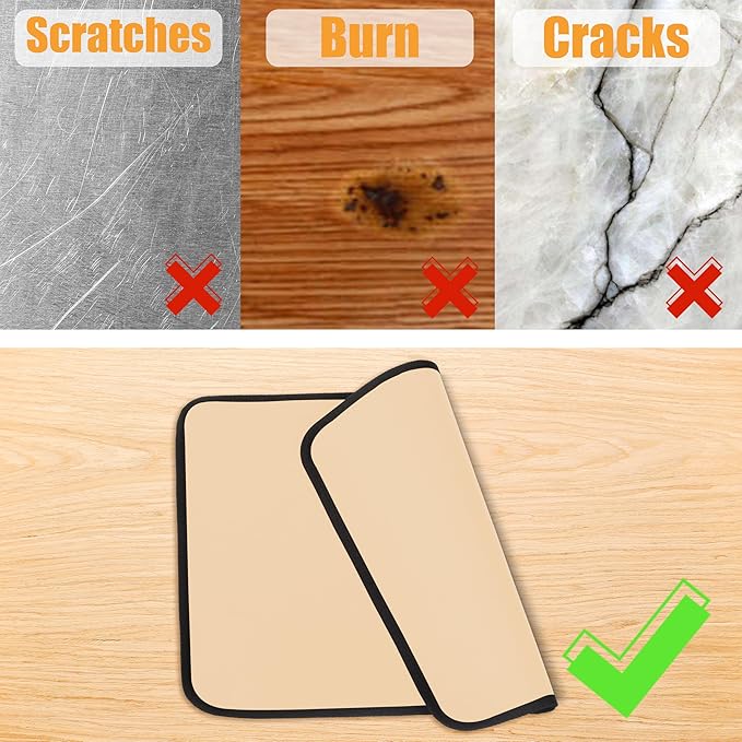 Khaki 25x19.5 Inchs Heat Resistant Mat for Outdoor Grill Table,Fireproof Under Blackstone Griddle BBQ Mat,Air Fryer Mat,Indoor Fireplace Mat, Protect Your Table and Grill Table（0.04in Thickness）