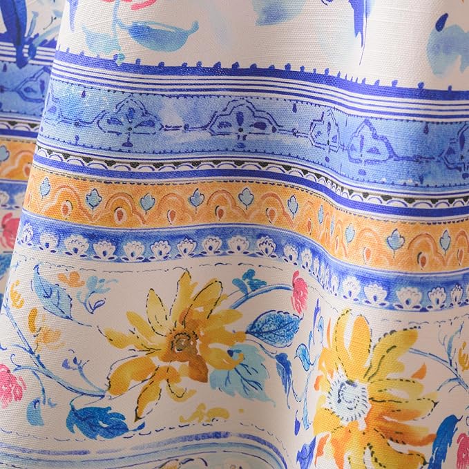Maison d' Hermine Table Cloth Round Table 100% Cotton 69 Round Inches Tablecloth Reusable Decorative for Dining Room Farmhouse Home Valentines Day Decorations Spring Summer - Girassol