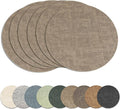 13" Round Placemats Set of 6, Reversible Faux Leather Heat Resistant Table Mats, Waterproof Oilproof Wipeable Table Protective Placemats for Vinyl, Washable for Indoor & Outdoor Use (6, Light Coffee)