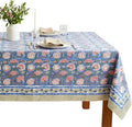 ATOSII Clover Pink 100% Cotton Rectangle Boho Fall Tablecloth, Handblock Floral Table Cloth Linen for Kitchen Dining I Parties Wedding Outdoors Christmas Thanksgiving I 72 X 108 Inches I 8 Seater