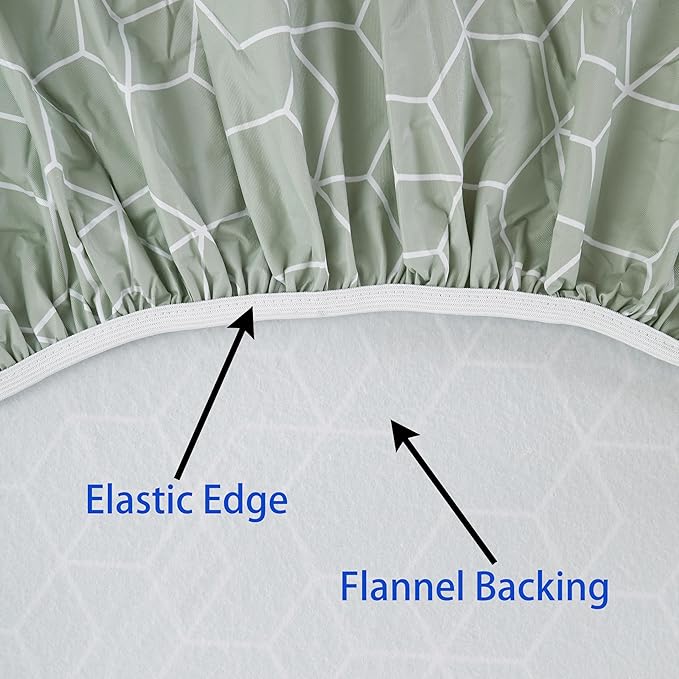 Walrus Round Vinyl Fitted Tablecloth with Flannel Backing Elastic Edge Design Table Cover Waterproof Oil-Proof PVC Table Cloth Stain-Resistant Best for 45"-56" Round