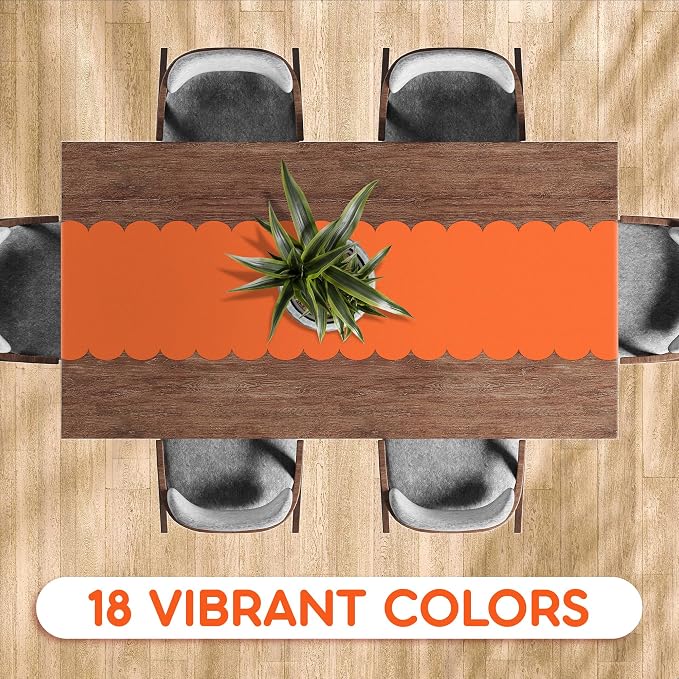 Orange Scallop Table Runner, Disposable Plastic, 5 Pack - Image 4