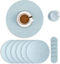 Set of 6 Embossed PU Leather Placemats, Waterproof Coffee Coasters, Kitchen Table Mats, Easy to Wipe Off for Dining Round Table