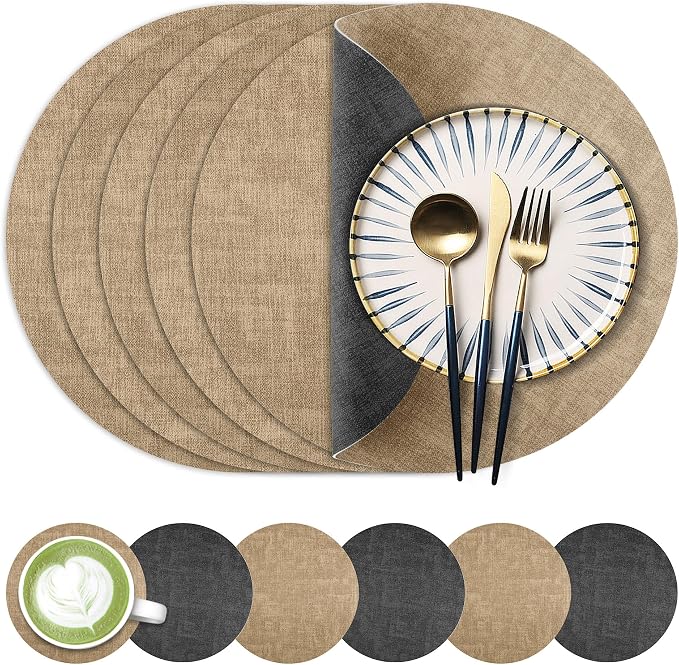 Fyvva Placemats Set of 6, Stain & Scratch Resistant, by Fyvva