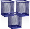 Segarty Pen Holder for Desk, 3 Pack Square Dark Blue Pen Cup Holder, Wire Mesh by Segarty