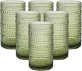 Vintage Glassware Drinking Glasses Set of 6, 16oz Hobnail Glass Cups, Embossed by HEFBCOMK