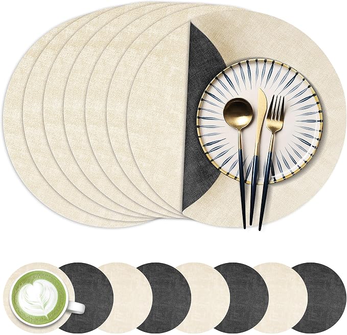 Fyvva Placemats Set of 8, Stain & Scratch Resistant, by Fyvva