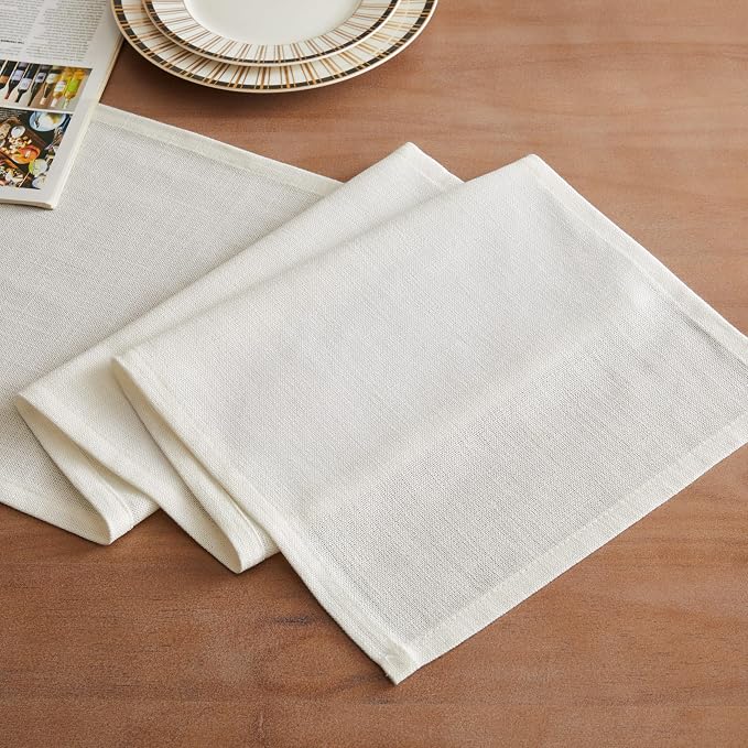 Rustic Cotton Linen Table Runner, 13x60 Inches Off White | Farmhouse Style - Image 2