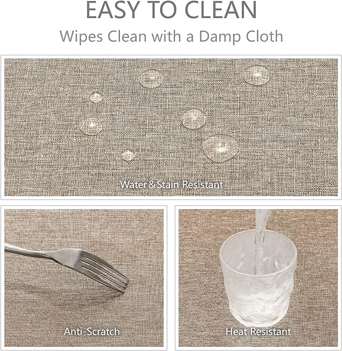 Rectangle Tablecloth Linen Textured Waterproof & Stain Resistant Table Cloth Wrinkle Free Decorative Fabric Farmhouse Table Cover for Dining/Party/Buffet/Wedding, 60 x 120 Inch, Mocha