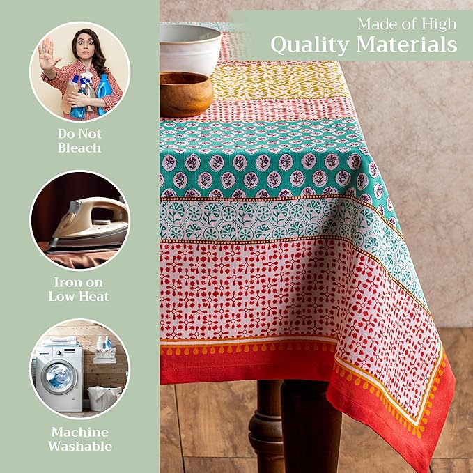 Maison d' Hermine Table Cloth Rectangle Table 100% Cotton 70 x 120 Inches Tablecloth Reusable Decorative for Dining Room Farmhouse Home Valentines Day Decorations Spring Summer - Provence