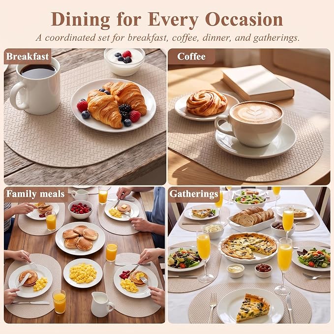 Woven Faux Leather Oval Placemats Set of 4/6 - Image 6
