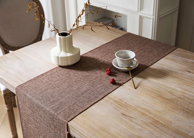 Brown Table Runners 36 Inches Long, Burlap Linen Style Rustic Farmhouse Table - Image 4