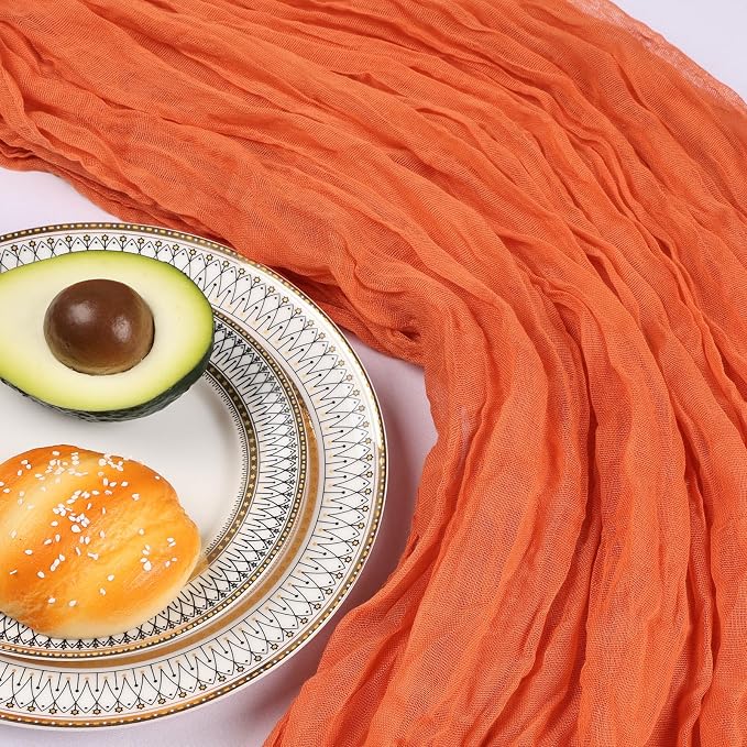 6 Pack 10Ft Orange Cheesecloth Table Runner 23 x 120 Inch | Gauze Rustic Boho - Image 5