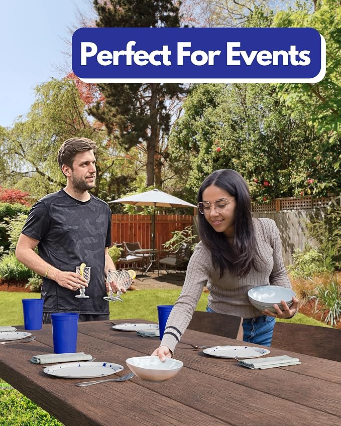 PartyPrints 100 Pack Small 10 to 12 oz Royal Blue Reusable Blank Plastic Cups - Image 6
