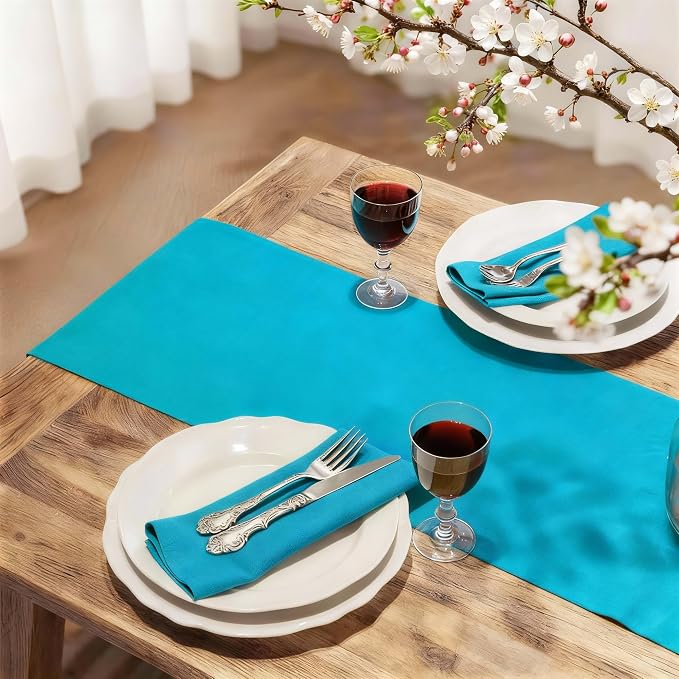 FOLINS&HOME Teal Waterproof Decorative Table Runner 90 Inches Long | 210GSM - Image 2