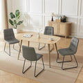 55.1'' Natural Wood Dining Table Set for 4 with Leather Chairs - Easy Assembly 4-Piece Kitchen Table and Chair Set, Scratch-Resistant Waterproof Surface (Modern Farmhouse Style)