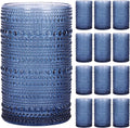 Moretoes12 Pack 12 Oz Blue Hobnail Drinking Glasses Set, Water Glass Cups | by Moretoes